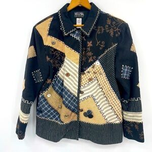 Melissa Collection Embroidered Patchwork Blazer Jacket – Multi, Size Small